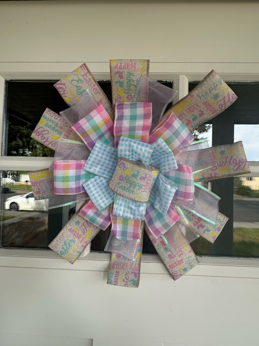 Spring Pastel Easter Bow Wreath - decorative door accent